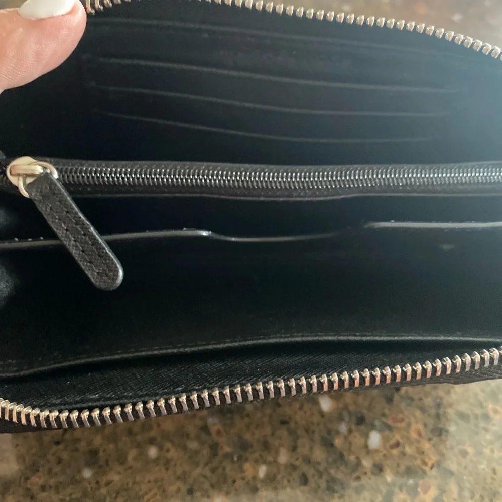 Michael Kors Black Studded Zip-Around Leather Wallet